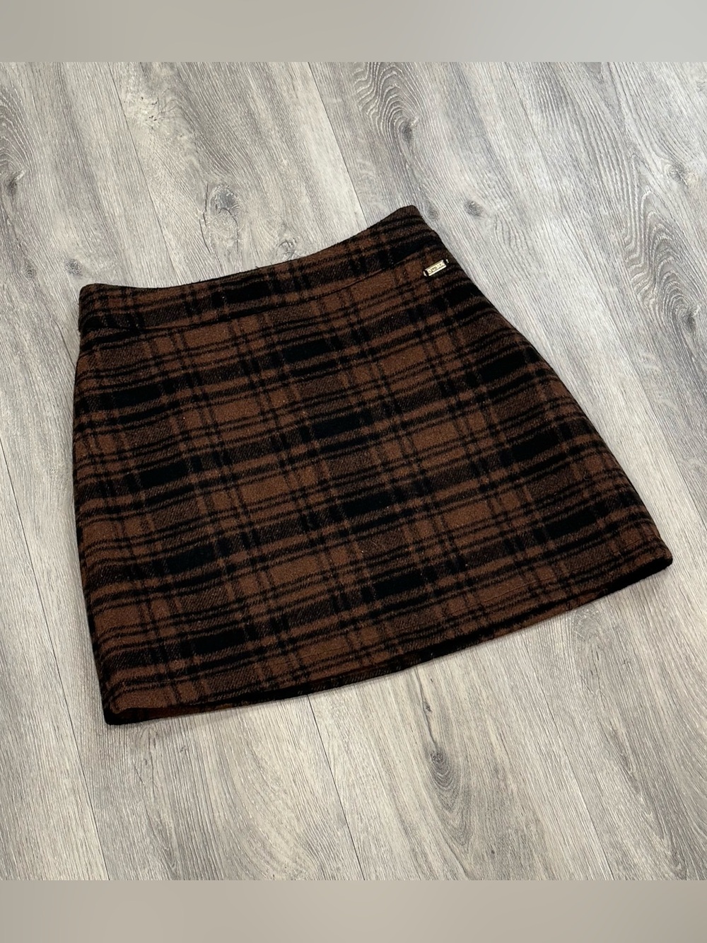Guess Plaid Brown & Black Academia Fall A-line Mini Skirt